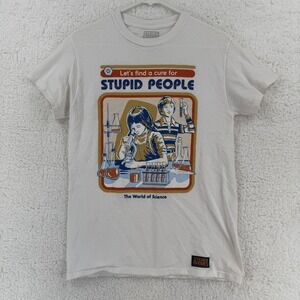 Steven Rhodes Shirt Mens Small White Cure For Stupid People Science Graphic Tee